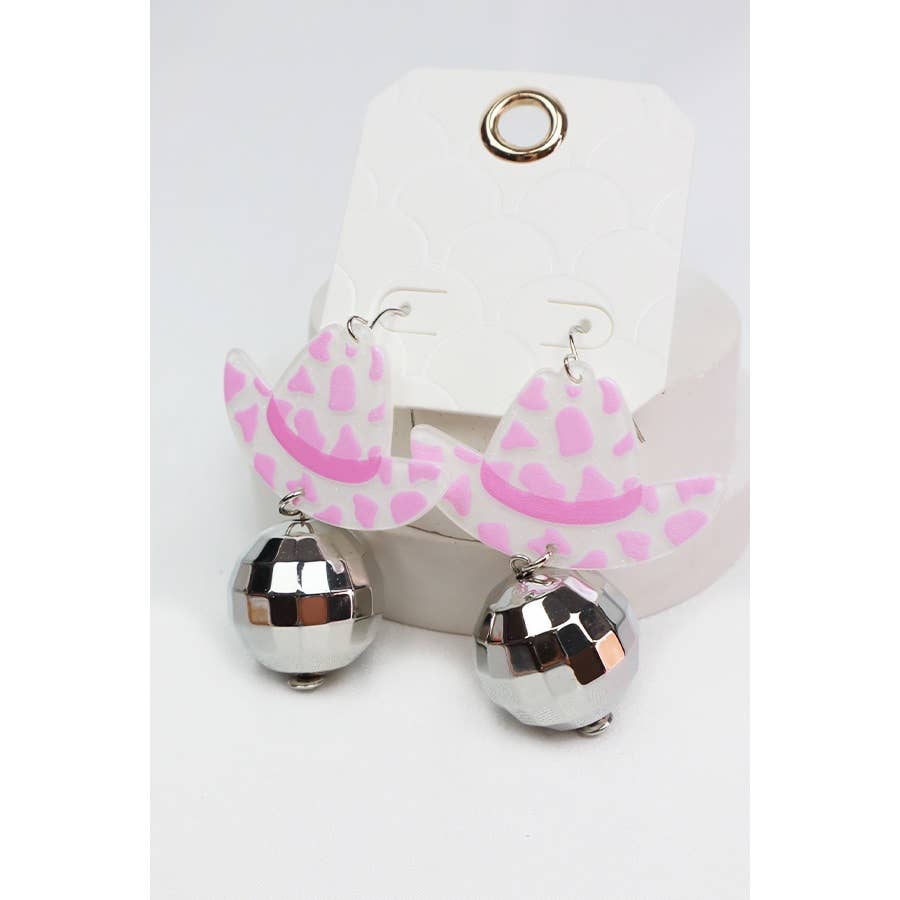 Let's Go Girls Cowgirl Cowboy Disco Ball Earrings