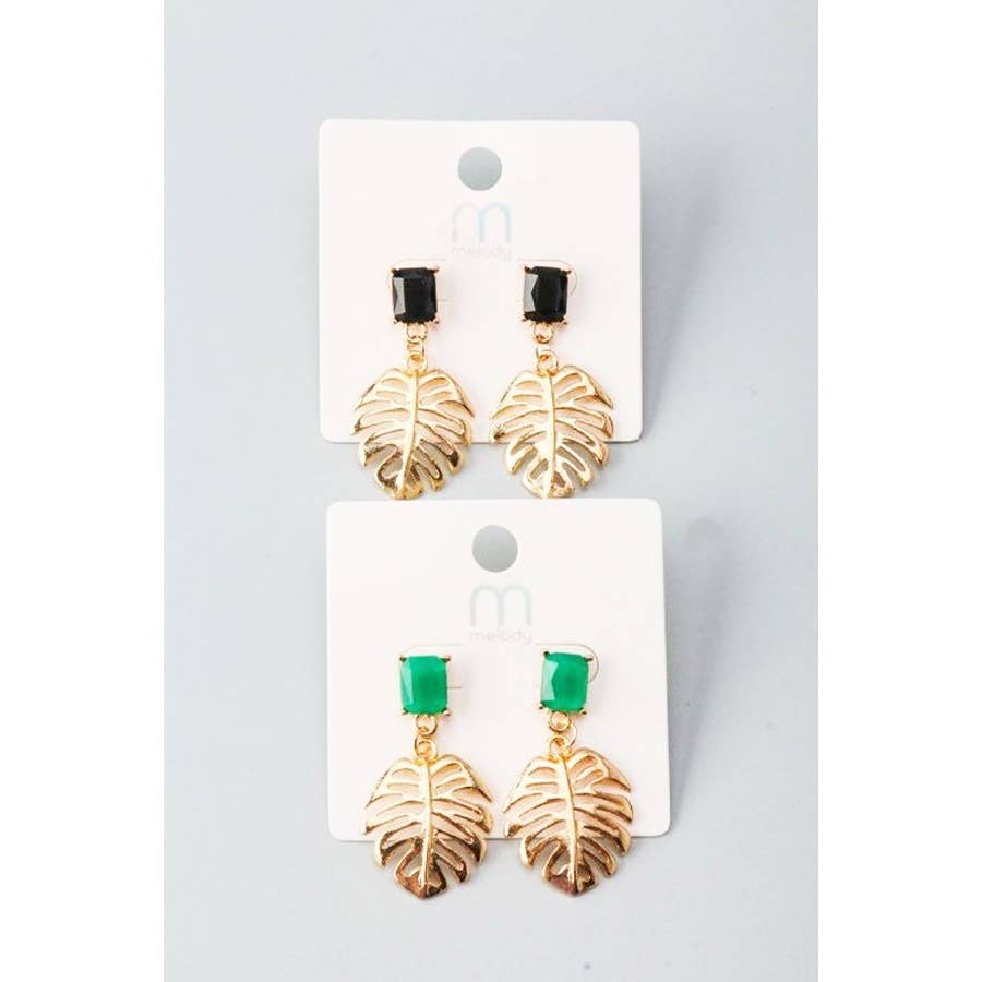 Palm Leaf Square Cut Earrings