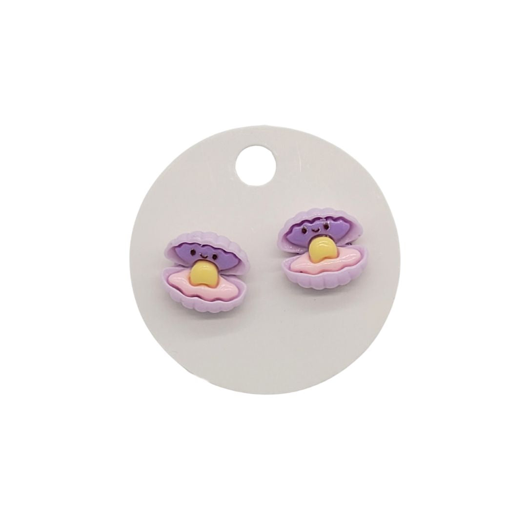 Purple Clam Earrings