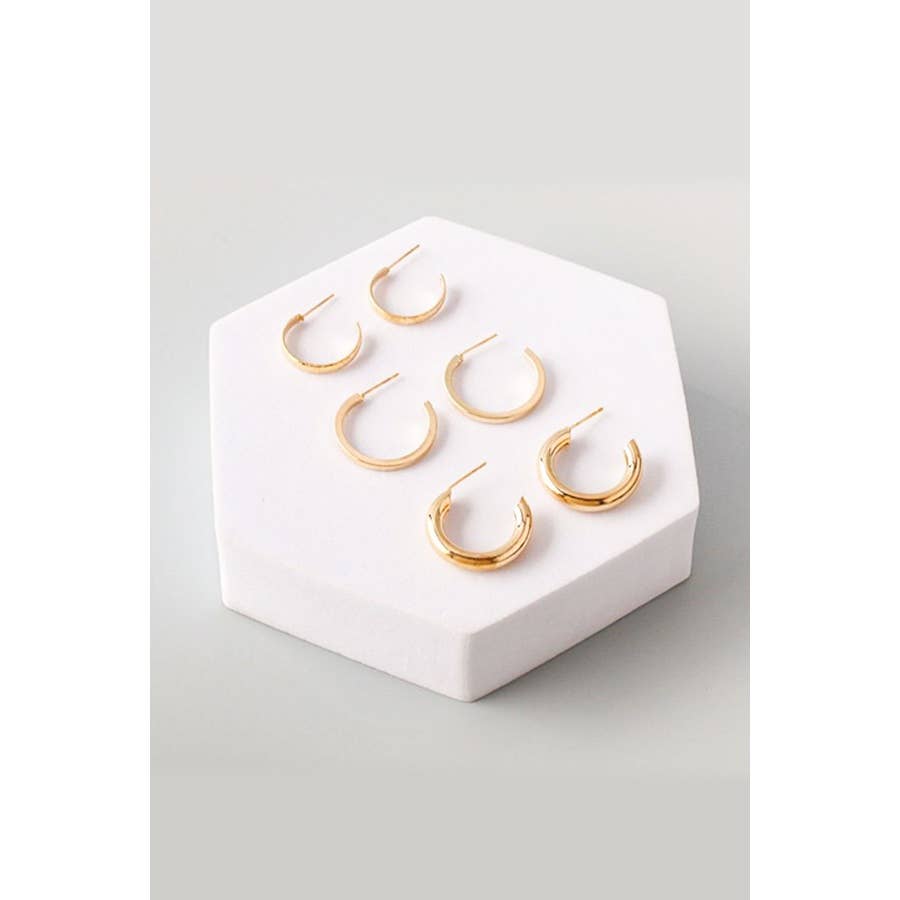 Metal Cuff Hoop Earring Set of 3