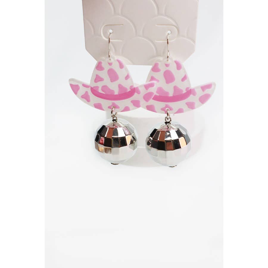 Let's Go Girls Cowgirl Cowboy Disco Ball Earrings
