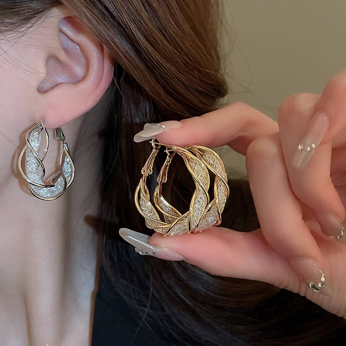 ROUND SMALL LUXURY FRENCH HOOP EARRINGS