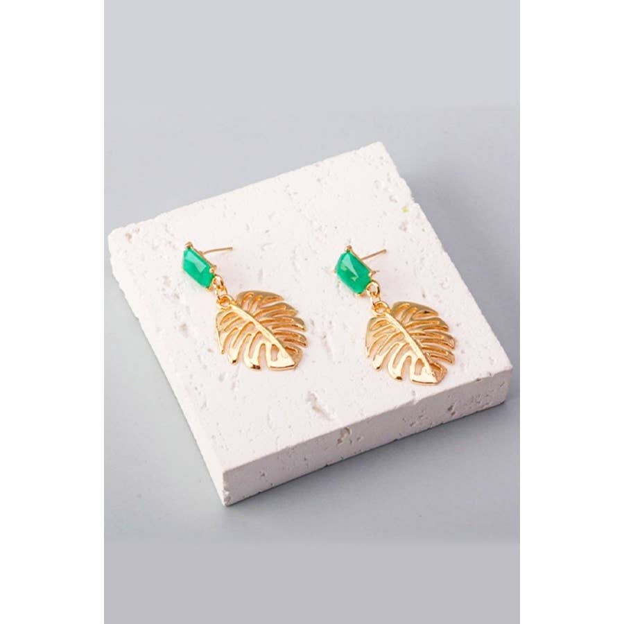Palm Leaf Square Cut Earrings
