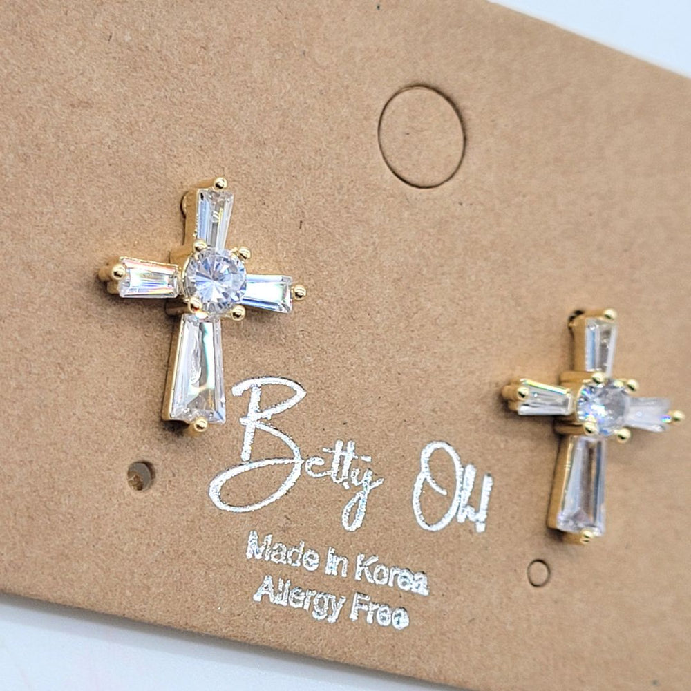 CZ Small Cross Post Earrings