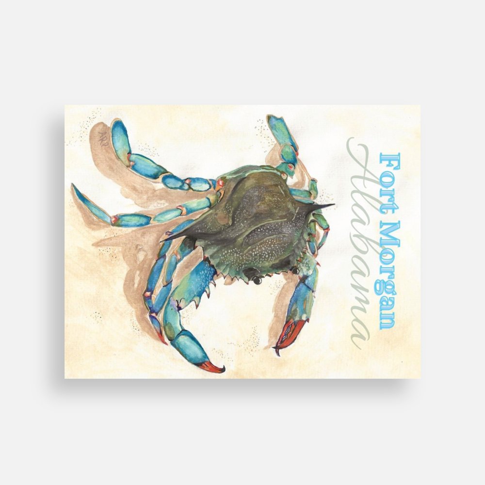 FORT MORGAN BLUE CRAB PREMIUM SOFT TOUCH POSTCARD