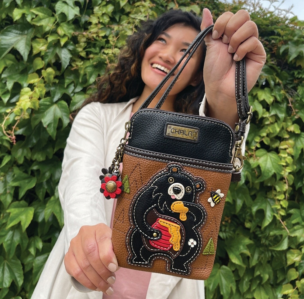 CHALA CELLPHONE CROSSBODY PURSE BLACK BEAR