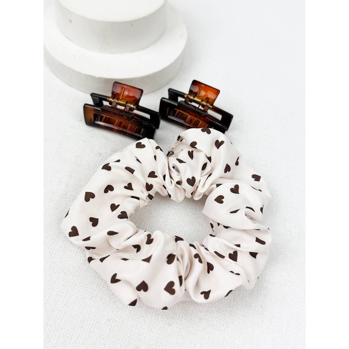 Heart Scrunchies and Mini Rectangle Clips Set