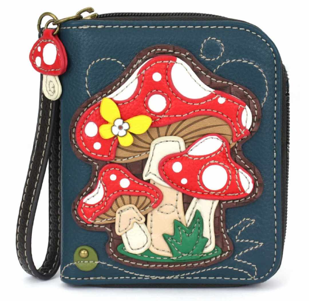 Chala Zip Around Wallet – Mushrooms (Blue)