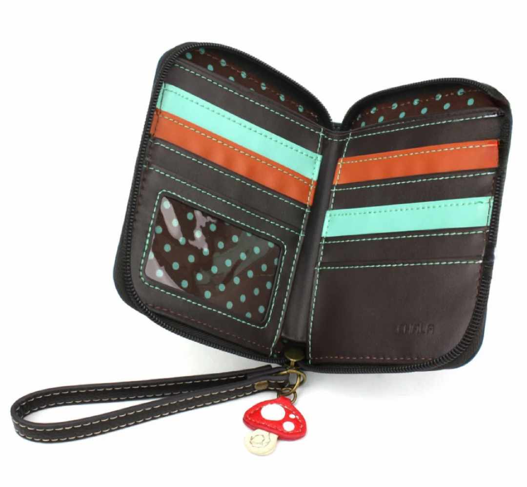 Chala Zip Around Wallet – Mushrooms (Blue)