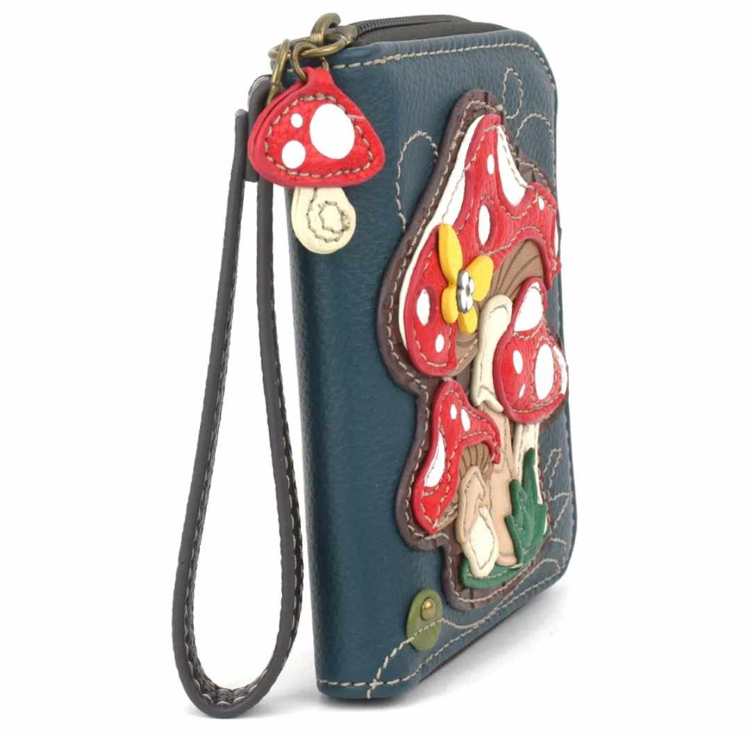 Chala Zip Around Wallet – Mushrooms (Blue)