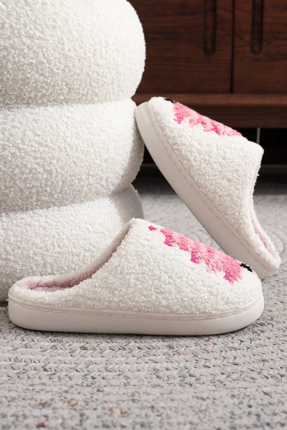 Pink Christmas Tree Slippers