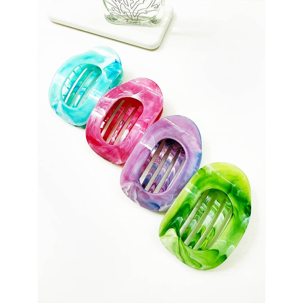 Marble Colors Flat Hair Claw Clips