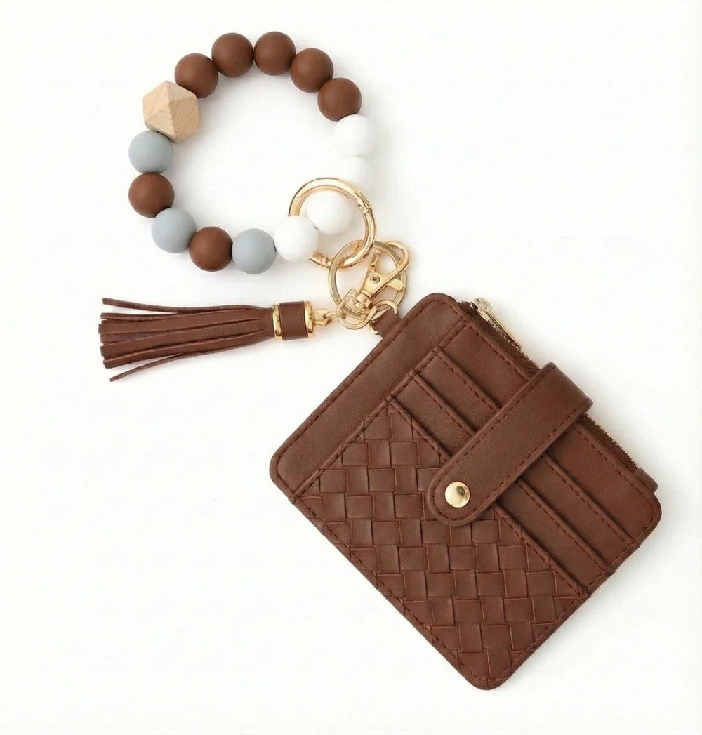 Nina Quilted Beaded Keychain Bracelet Wallet