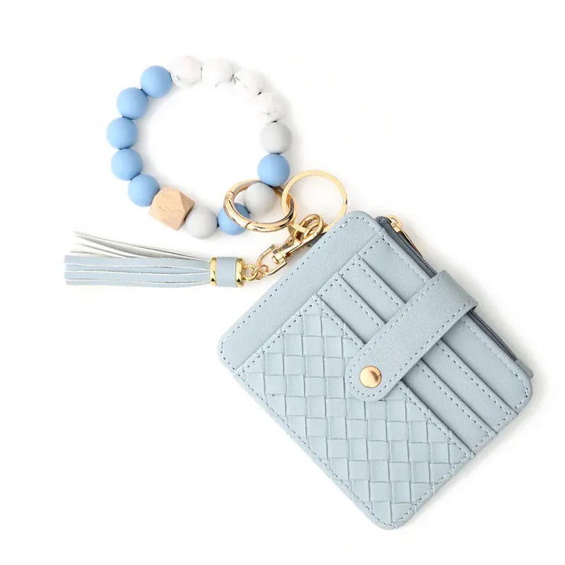 Nina Quilted Beaded Keychain Bracelet Wallet