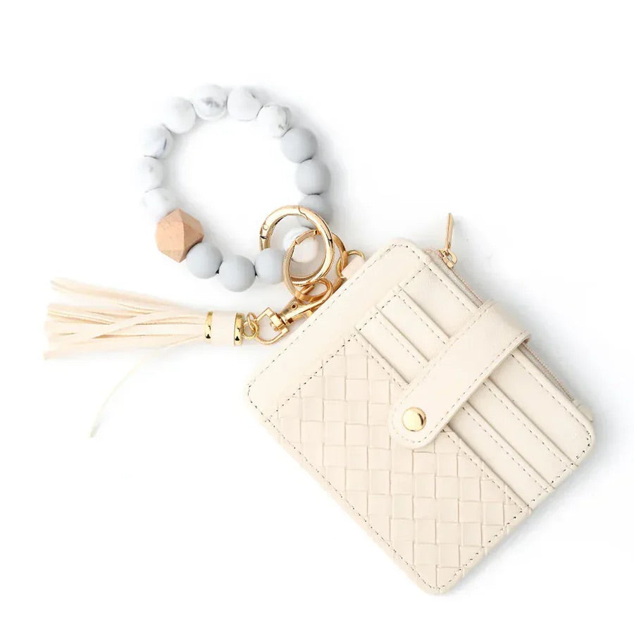 Nina Quilted Beaded Keychain Bracelet Wallet