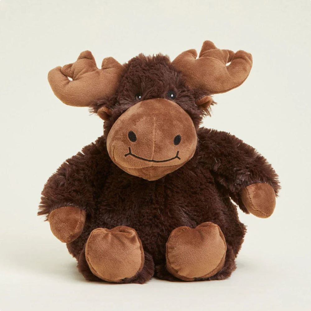 Plush moose toy on a white background