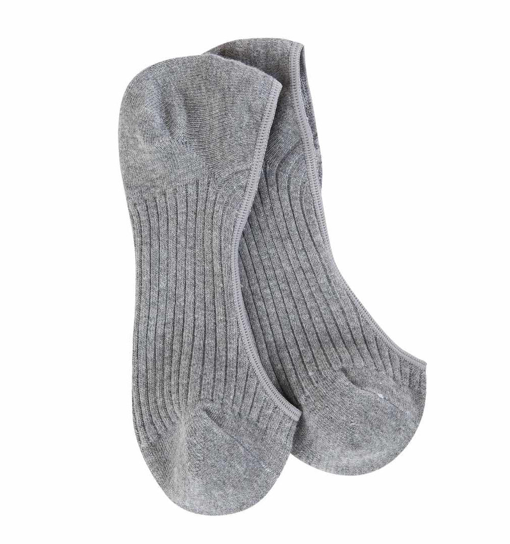 A pair of heather grey socks designed for comfort, with a textured surface.