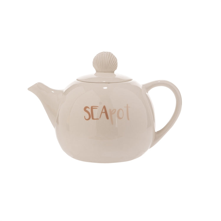 CERAMIC SEAPOT TEAPOT WITH SEASHELL LID