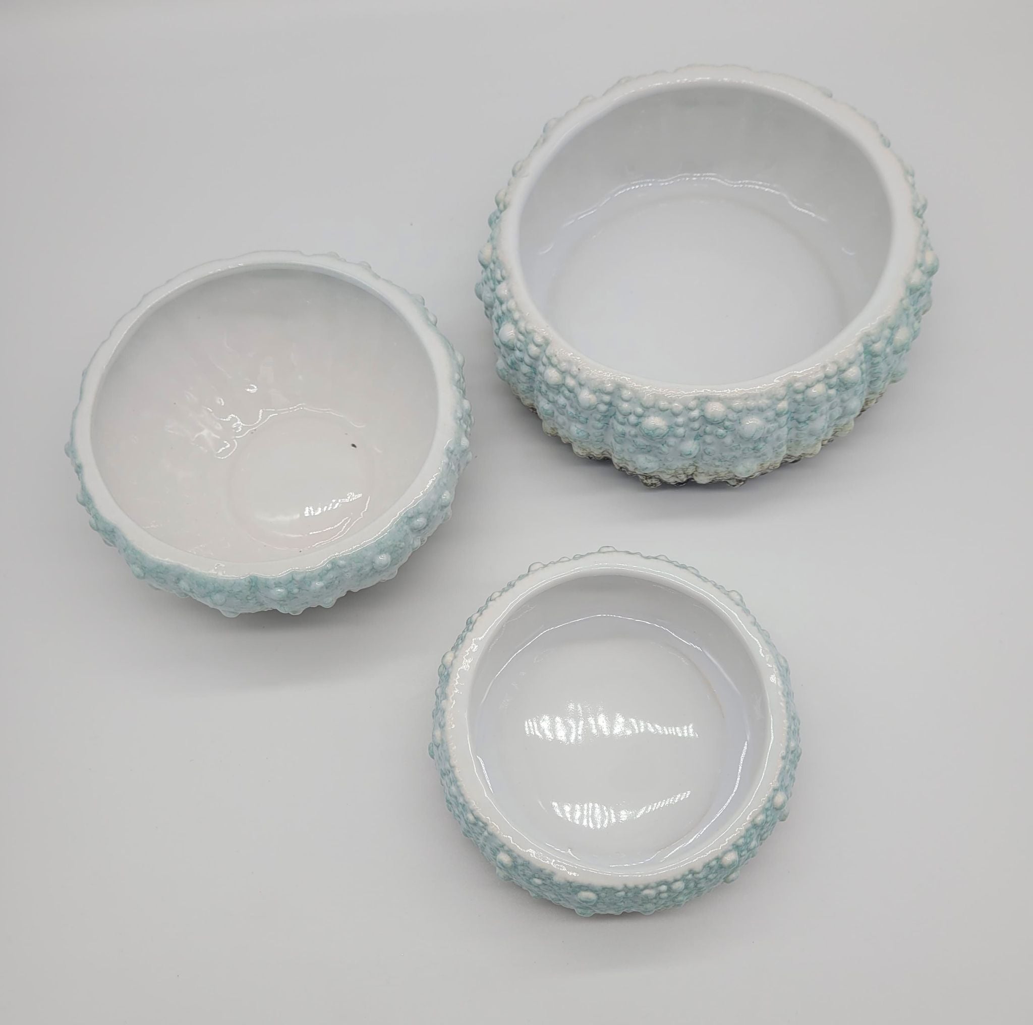 CERAMIC BLUE SEA URCHIN BOWLS