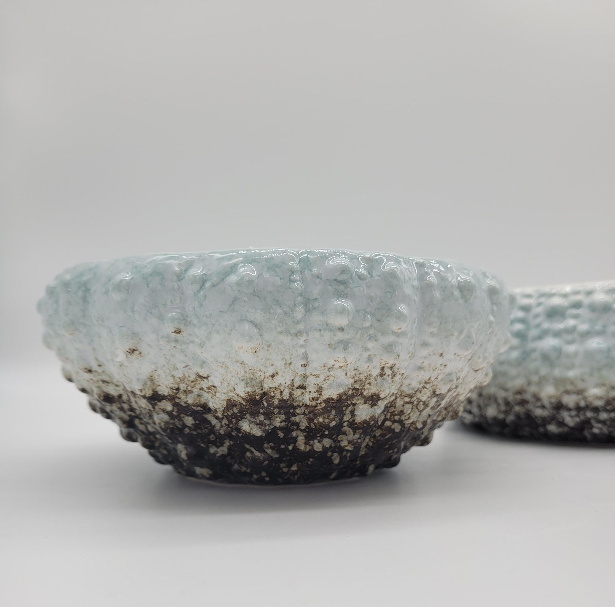 CERAMIC BLUE SEA URCHIN BOWLS