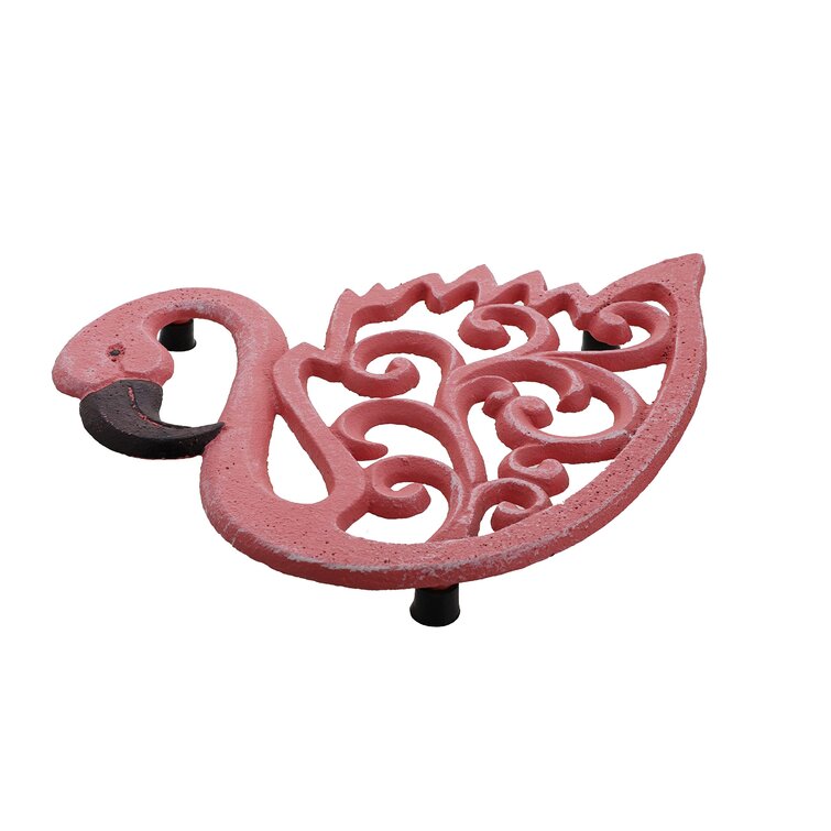 CAST IRON PINK FLAMINGO TRIVET