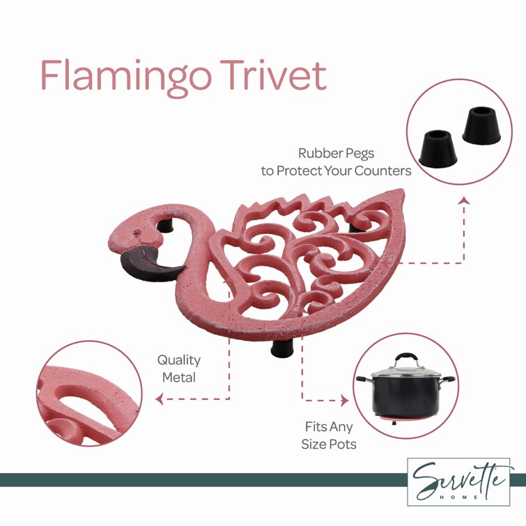 CAST IRON PINK FLAMINGO TRIVET