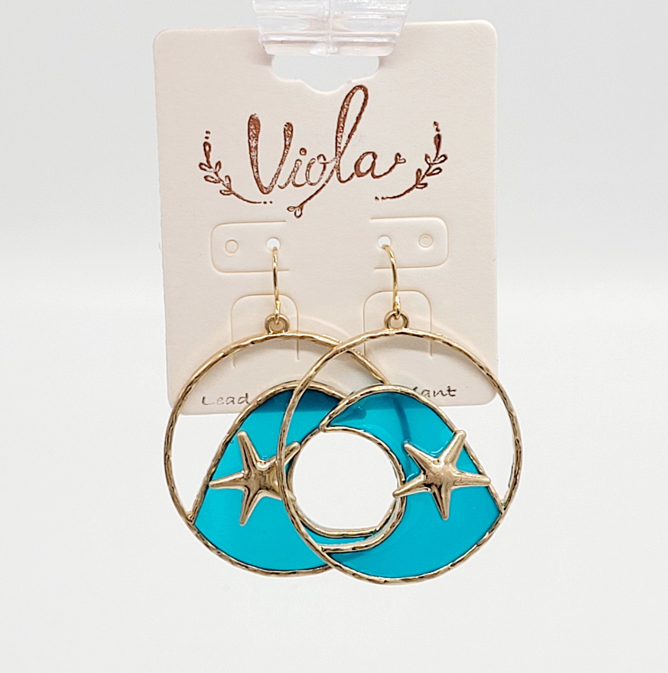 STARFISH AND WAVE CIRCLE EARRINGS
