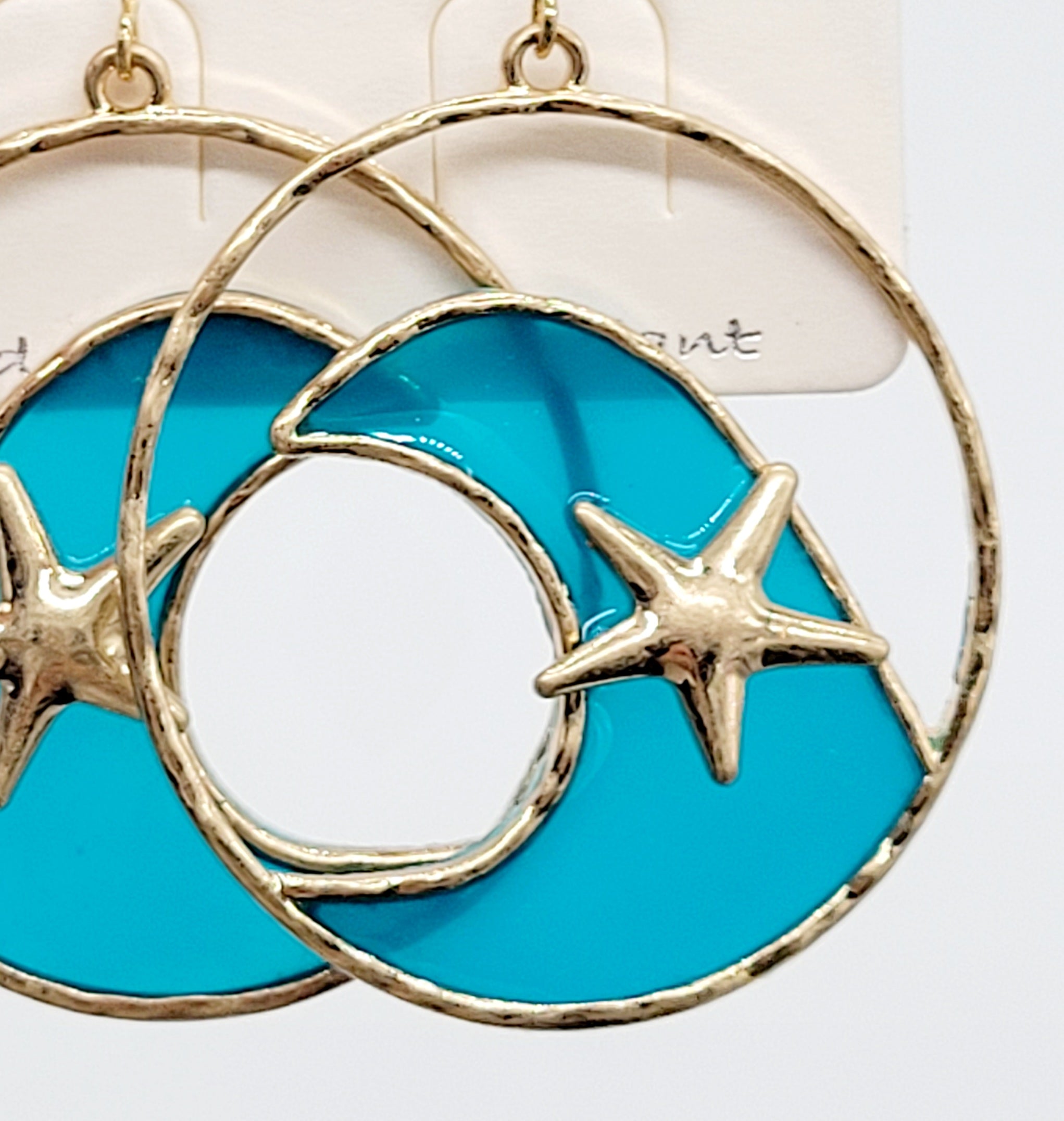 STARFISH AND WAVE CIRCLE EARRINGS