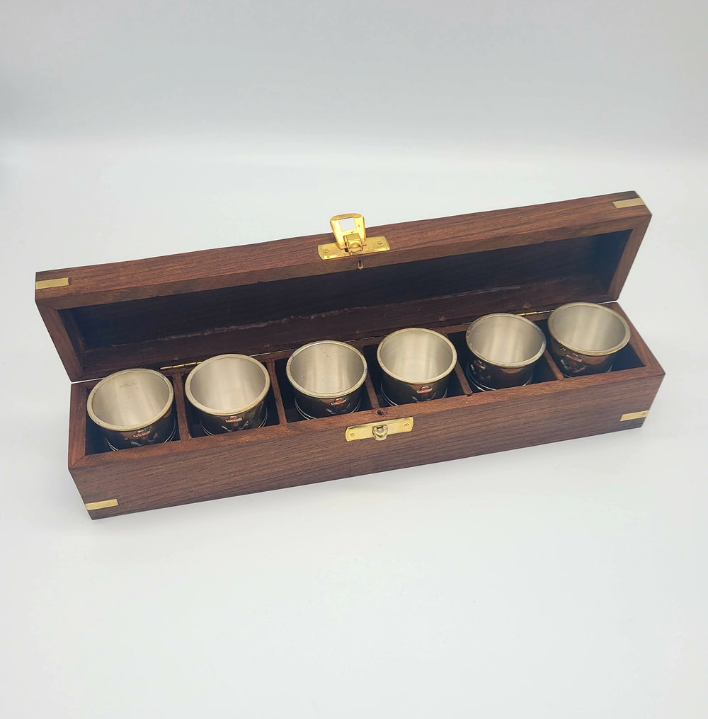 Anchors Away Brass Shot Glass gift set