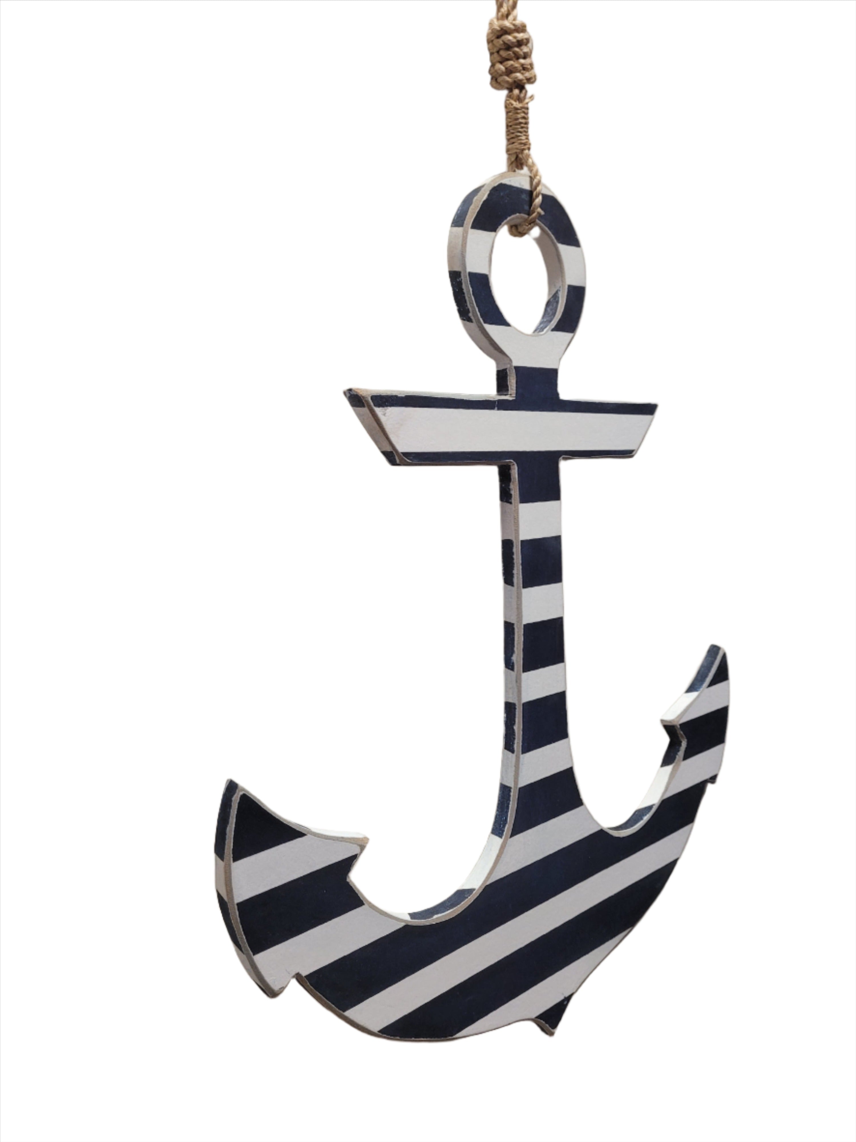 LARGE ANCHOR WHITE AND NAVY STRIPE WITH ROPE