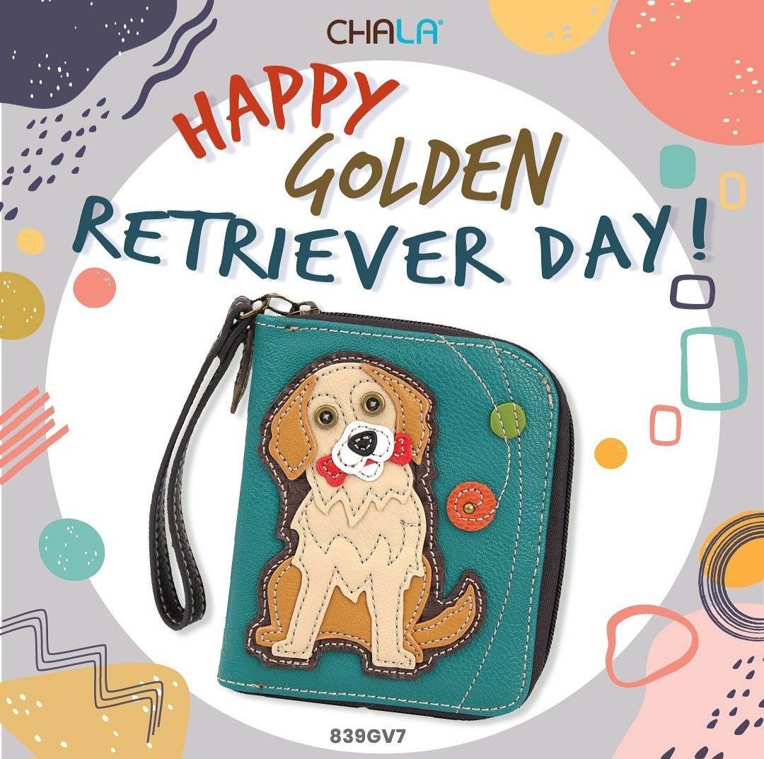 CHALA ZIP AROUND WALLET GOLDEN RETRIEVER DOG
