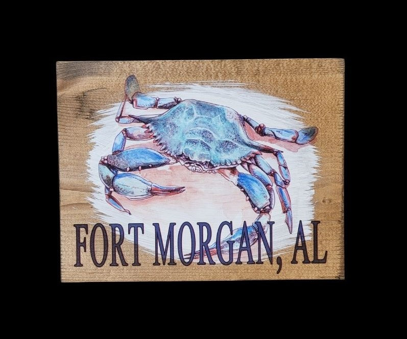 FORT MORGAN BLUE CRAB WOOD WALL ART