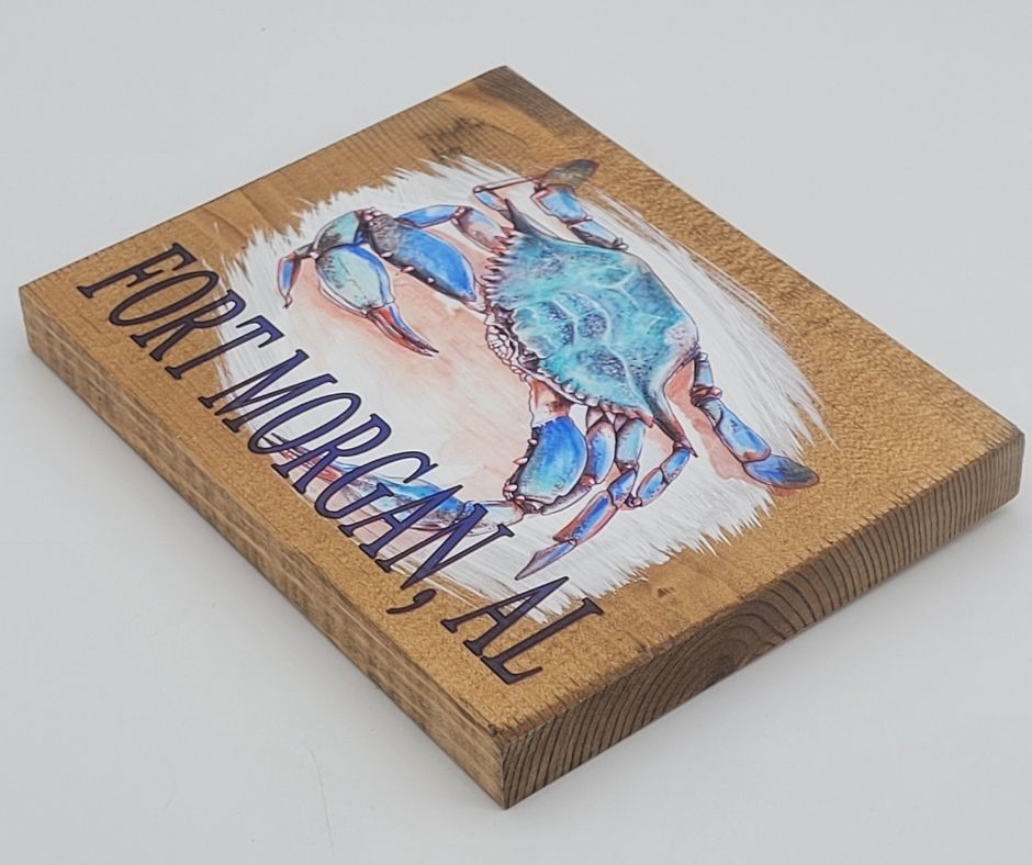 FORT MORGAN BLUE CRAB WOOD WALL ART