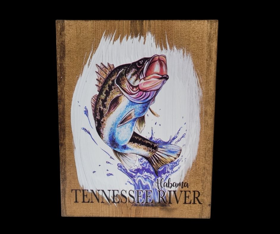 TENNESSEE RIVER BASS WOODEN WALL ART